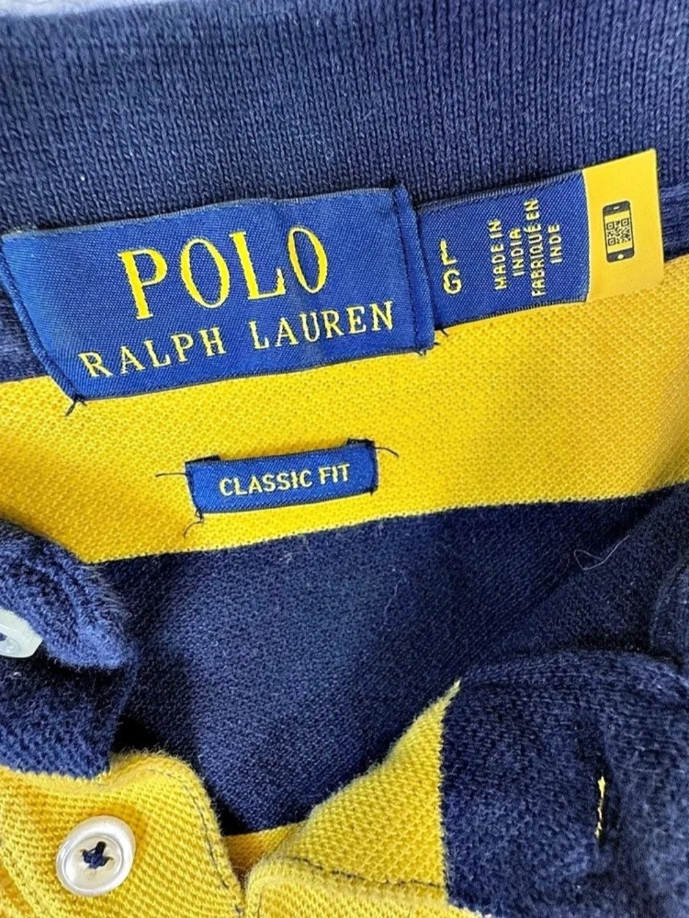 Polo Ralph Lauren Classic Fit Polo Yellow & Blue stripe Large